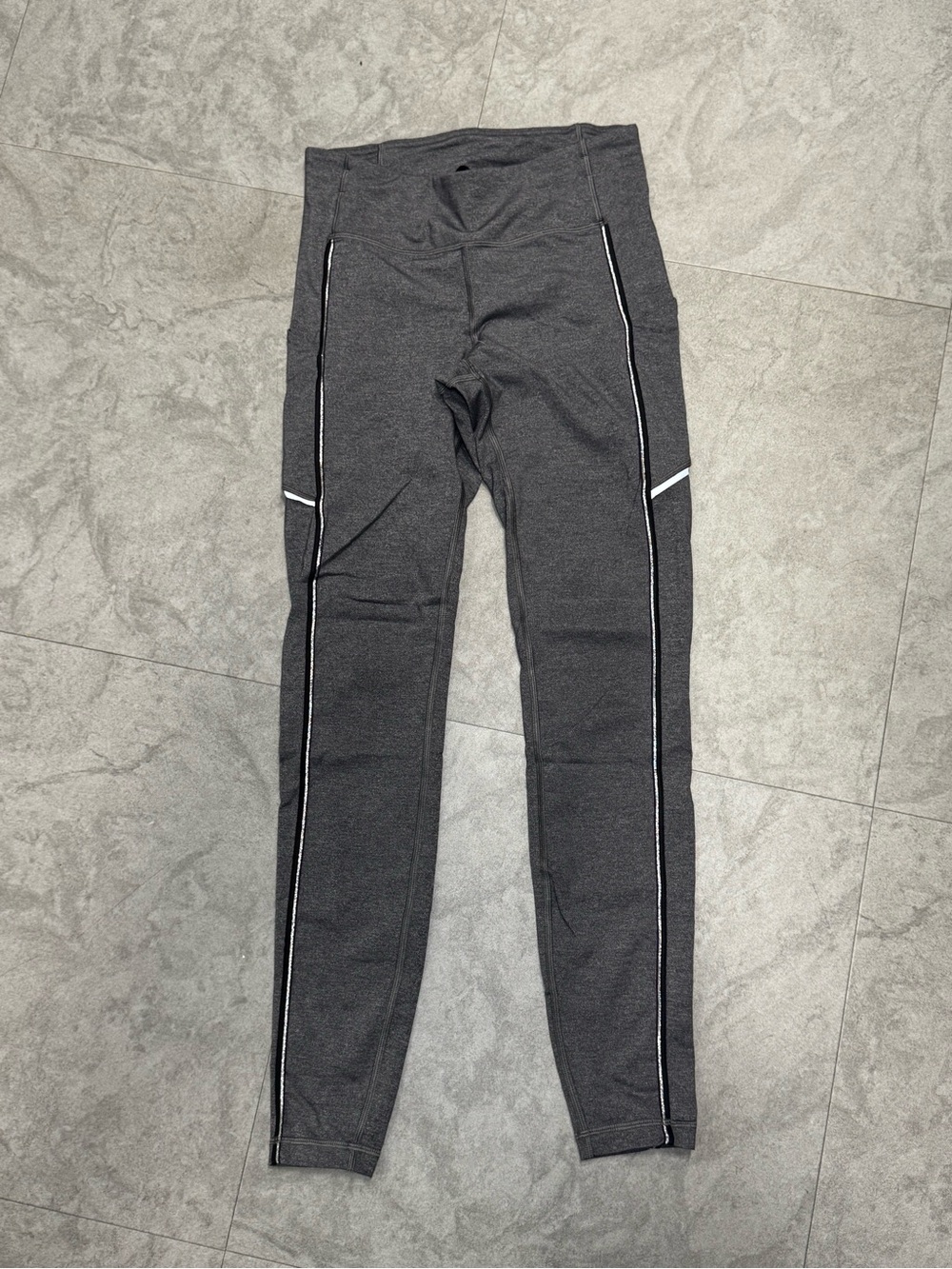 lululemon athletica Dark Gray Reflective Trim Leggings